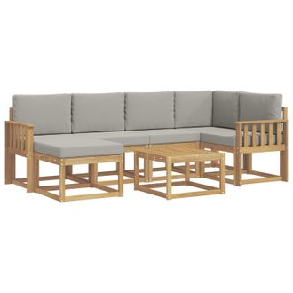 vidaXL Conjunto De Sof&aacute;s De Exterior 7 Pcs Blanco Y Gris Claro Vidaxl