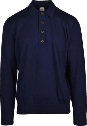 Eleventy Tops, Heren, Blauw, 2Xl, Katoen, Polo van gebreid katoen