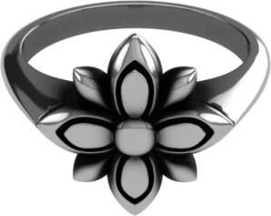 John Richmond Ring met bloemmotief - Dames - Ringen - Grijs - ONE Size - Leer - Accessoires
