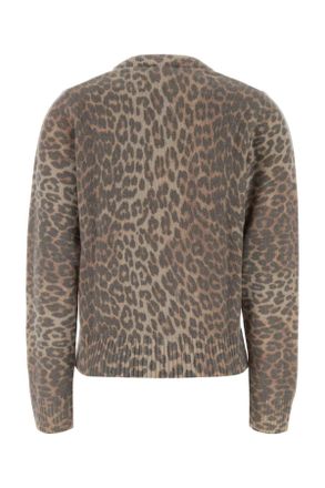 Ganni Womens Printed Wool Blend Sweater Almond Milk Maglieria