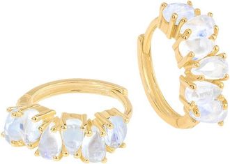 Tiramisu Plated 2.87 Ct. Tw. Rainbow Moonstone Hoop Earrings