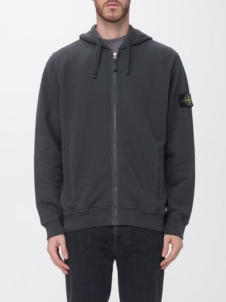 Stone Island Cotton Zip-Up Hoodie with Dropped Shoulders