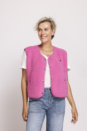 Zhrill Kurzweste ZHRILL ZHEREN, Damen, Gr. XXL, pink, Fleece, Obermaterial: 100% Polyester, h&uuml;ftlang, Westen Kurzweste, unifarben, casual, bequem