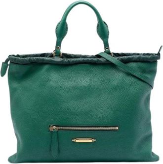Burberry Pre-owned Handbags, female, Green, Size: ONE SIZE Pre-owned The Big Crush Satchel