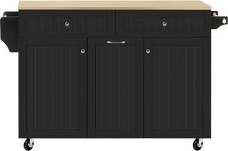 STILVORA Isla De Cocina Con 2 Cajones, Encimera Abatible, Ruedas, Toallero Y Estantes, Cocina 140x40-70x92 Cm