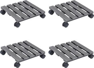 vidaXL Vidaxl - Soportes Con Ruedas Para Plantas 4 Uds Gris Wpc 30x30x7,5 Cm