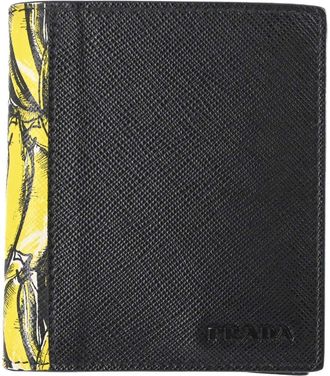 Prada Black Yellow Saffiano Wallet (Tri-Fold) (Pre-Owned)