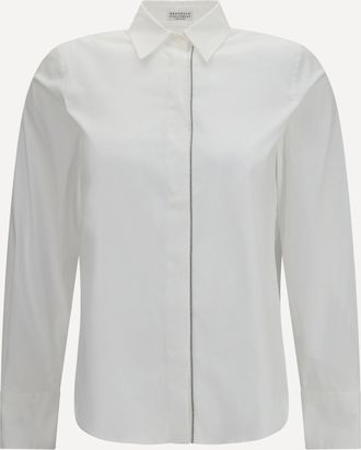 Brunello Cucinelli Camicia in popeline di cotone elasticizzato Woman M