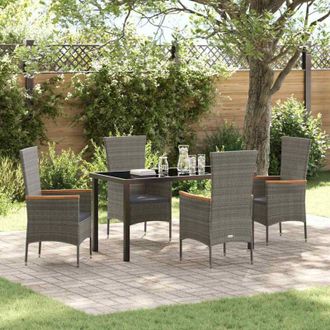 vidaXL Conjunto De Comedor De Jard&iacute;n Con Coj&iacute;n 5 Pcs Gris Polirat&aacute;n Vidaxl
