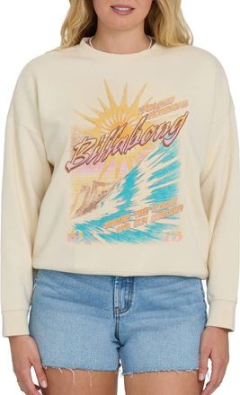 Billabong Echo Oversize Fleece Graphic Sweatshirt in White Cap at Nordstrom, Size X-Small