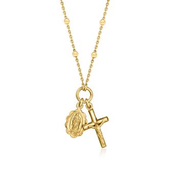 Ross-Simons Italian 18kt Gold Over Sterling Religious Charm Necklace