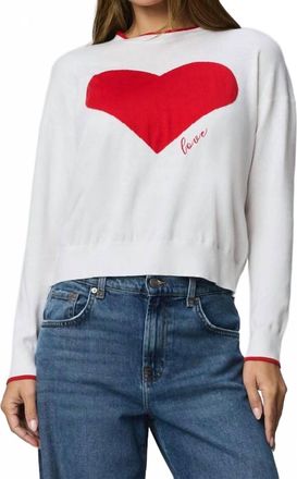 Splendid Leah Love Sweater In White/rouge