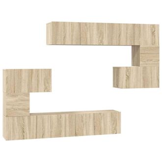 Berkfield Home 8 Piece TV Cabinet Set Sonoma Oak Engineered Wood in Tan