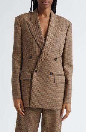 A.L.C. Calla Houndstooth Wool Double Breasted Blazer in Tan Multi at Nordstrom Rack, Size 6