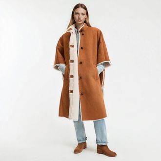 La Redoute Collections Lange cape met knoopsluiting, hartje winter