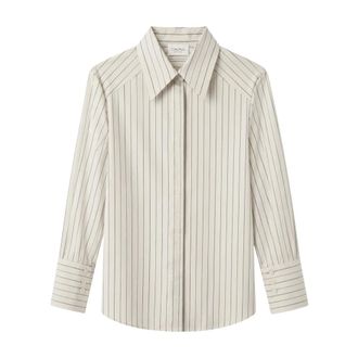 Cruna Overhemden, Dames, Beige, XS, Katoen, Gestreepte Katoenen Blouse