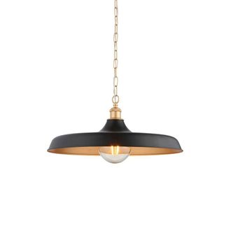 Netlighting Afragola Dome Pendant Ceiling Light Matt Black Satin Gold Paint