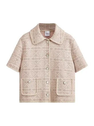 Dior SHORT-SLEEVED MACROCANNAGE JACKET IN PINK COTTON BLEND TWEED EMBROIDERED WITH SEQUINS - Christian Dior - Woman