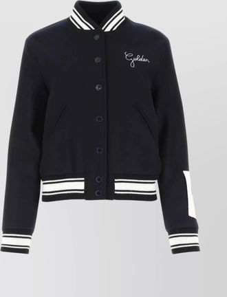 Golden Goose wool blend bomber with embroidered and patch detail