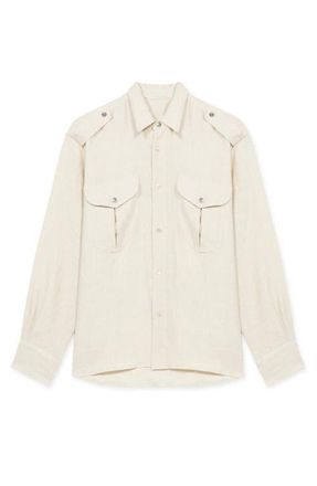 Fortela Luke Sahariana Linen Shirt in Stone at Nordstrom, Size 40 Eu
