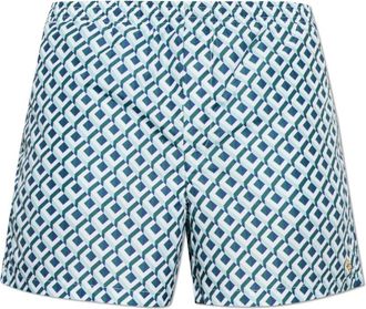Casablanca Cubist CC Monogram Zwemshorts - Heren - Strandmode - Groen - L - Polyester - Badmode