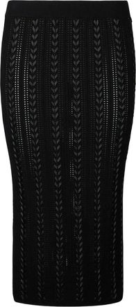 Liu Jo braided punched knit midi fitted skirt - Black