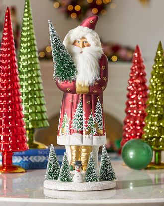 Neiman Marcus Burgundy Santa with Gold Deers