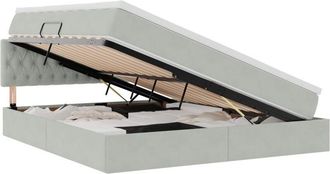 vidaXL Bed with Mattress with LED Light Grey 180 x 200 cm Velvet vidaXL