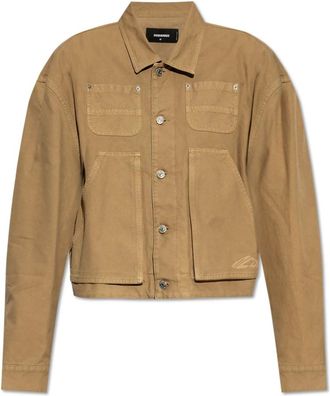 Dsquared2 Denim Jackets, female, Beige, Size: 2XS Jacket with Pockets