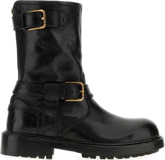 Dolce & Gabbana Black Leather Bernini Boots