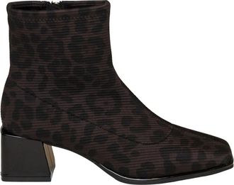 Gioseppo Elastic Animal Print Enkellaarsjes - Dames - Laarzen met Hak - Bruin - 40 EU - Polyester - Schoenen