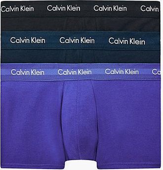 Calvin Klein 3 Pack Low Rise Trunks - Cotton Stretch - Calvin Klein - Blue - Men - XS