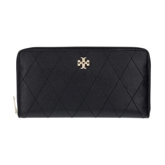 Tory Burch Accessoires, Dames, Zwart, ONE Size, Leer, Charlie Quilted Zip Continental Portemonnee
