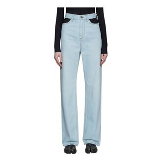 Maison Margiela Boot-cut Jeans, female, Blue, Size: 3XS Cut-Out Panel Straight-Leg Jeans