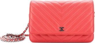 Chanel Wallet on Chain Chevron Caviar crossbody bag - Rosa