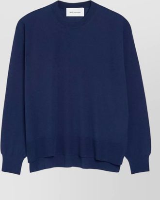 Ami ribbed logo embroidered wool silk crewneck jumper