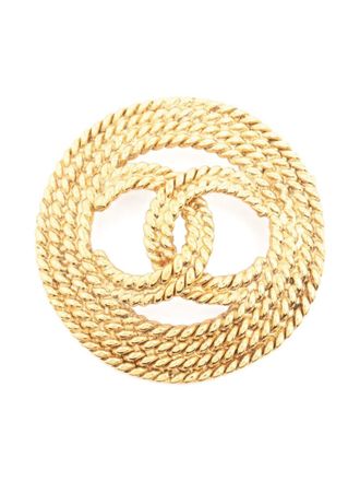 Chanel 1993 Interlocking CC brooch - women - Gold Plated - One Size