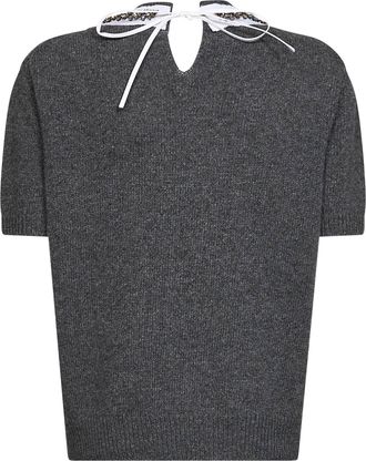 Prada Womens Wool Knit Sweater Slate Grey