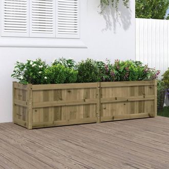 Berkfield Home Garden Planter 180x50x50 cm Impregnated Wood Pine in Brown | Size: 180 x 50 x 50 cm