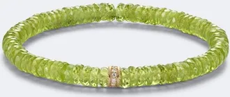 Sydney Evan 14kt gold beaded bracelet with peridot and diamonds