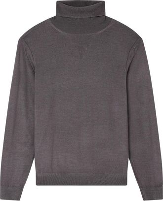 A|X Armani Exchange Fijngebreide coltrui - Heren - Coltruien - Grijs - M - Wol - Truien & Vesten