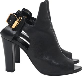 Sergio Rossi Peep-Toe Slingback Pumps in Black Leather
