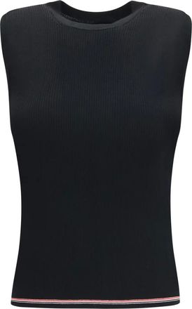 Thom Browne Merino Wol RWB Stripe Vest - Dames - Tops - Zwart - Maat: S Wol