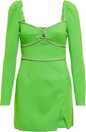 Self Portrait Groene Crepe Mini Jurk - Uk 10/Us 06 - Dames - Feestkleedjes - Groen - 2XS - Kleedjes