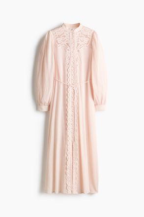 H&M Baumwollkleid mit Spitzendetails - Pink