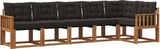 vidaXL Conjunto De Sof&aacute;s De Exterior 6 Uds. Natural Y Negro Vidaxl