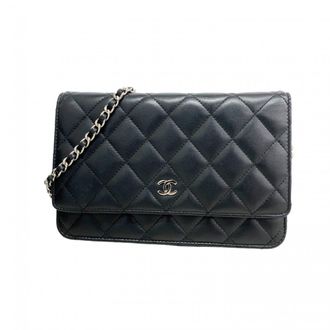 Chanel Black Leather Chain/Shoulder Wallet (Pre-Owned)