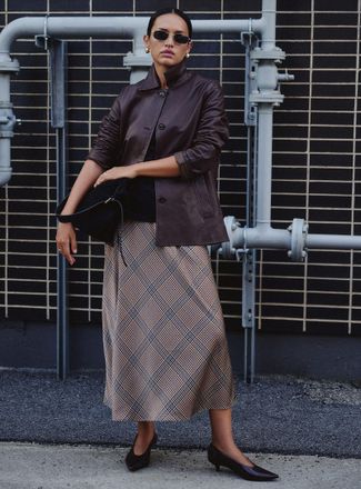 Contemporaine Womens Printed satin maxi skirt
