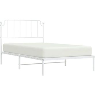 vidaXL Metal Bed Frame without Mattress with Headboard White 107x203cm vidaXL