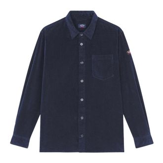 Paul & Shark Paul & Shark, Casual Shirts, male, Blue, Size: M Overshirt in Cotton Velvet